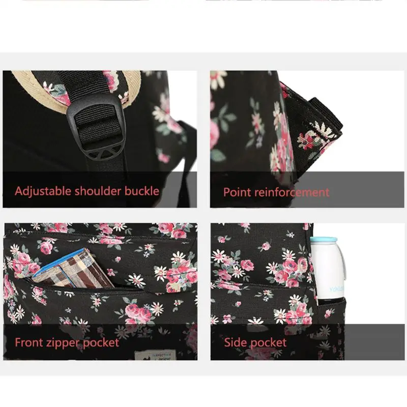 

Flora Backpack for Girls Canvas School Bookbag College Laptop Bag Women Daypack