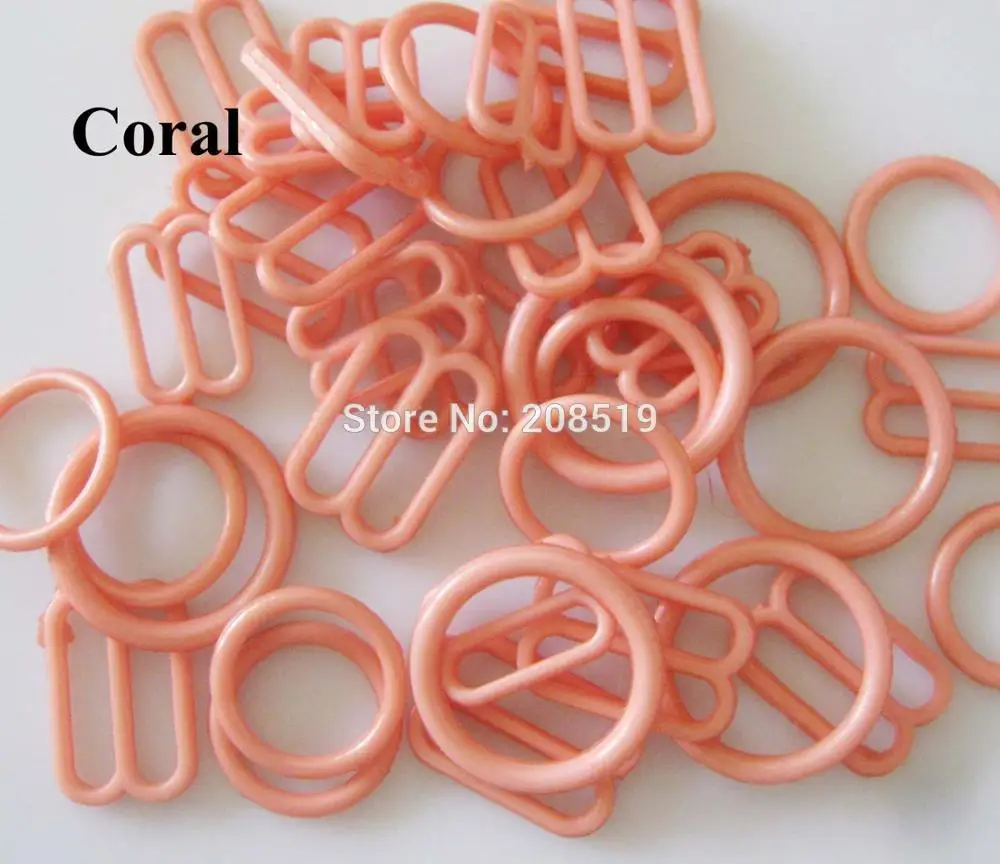 coral as show NBNLAE 100 шт. пряжки для бюстгальтера(50 шт. уплотнительное кольцо+ 50 шт. 8 слайдеров) красочные пластиковые пряжки нижнее бельё с пуговицами аксессуары - Цвет: coral as show