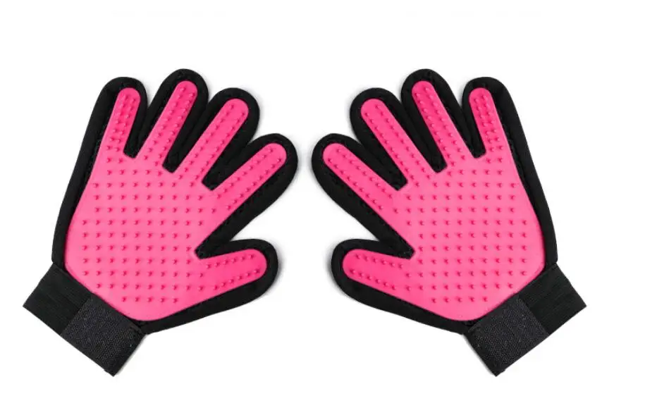 Pink Nicrew Hackle гребень для ухода и чистки перчатка для удаления волос для кошек и собак - Цвет: Pink