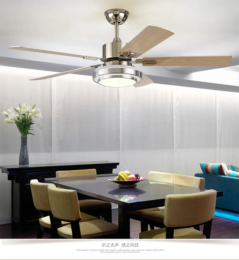 

Ceiling fan LED lamp personality restaurant bedroom living room ceiling fan lamp iron fan leaf shipping Wall control ZA