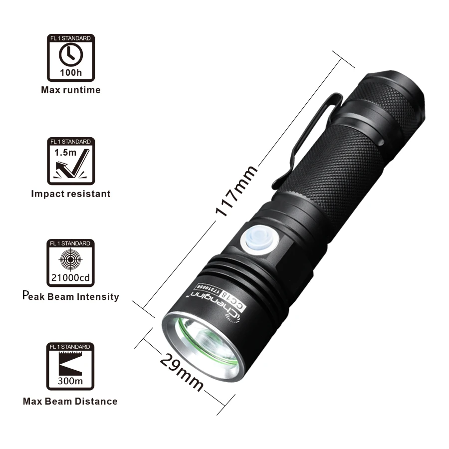 Chenglnn USB перезаряжаемые фонарик мини портативный 4 режима 500LM Cree XPE светодио дный