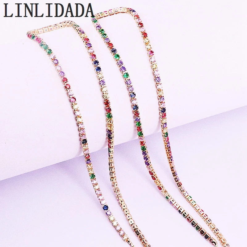 Ожерелье золотистого цвета со сверкающей радугой cz цепочка для тенниса