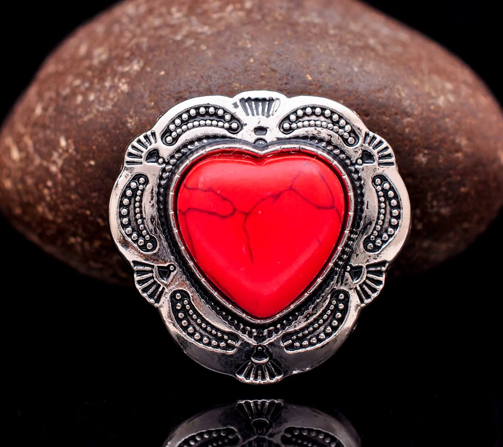 30 мм Серебряный тон этническое юго-восточное цветочное гравированное сердце