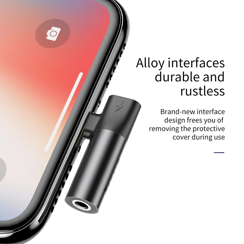 Baseus для зарядки + Музыка 2 в 1 Lightning до 3 5 мм Jack адаптер аудио кабель iPhone X XS Max XR