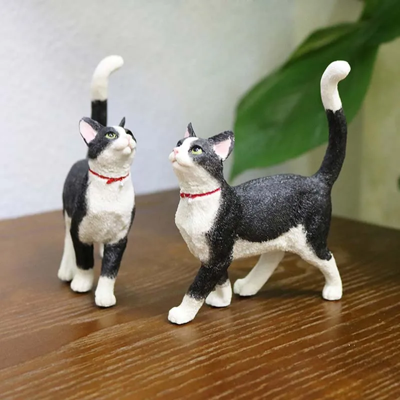 Mnotht 1/6 Черный Белый Кот модель корова кошка мини игрушки милые животные