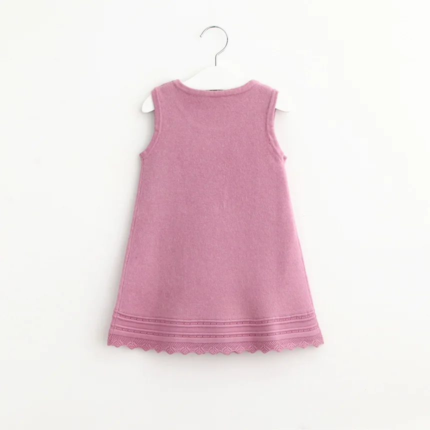 Kids Girls Knit Dress Spring Autumn Slip Dresses Korean Style Floral Hem Design Soft Children Clothing 4Color Slect | Детская одежда и