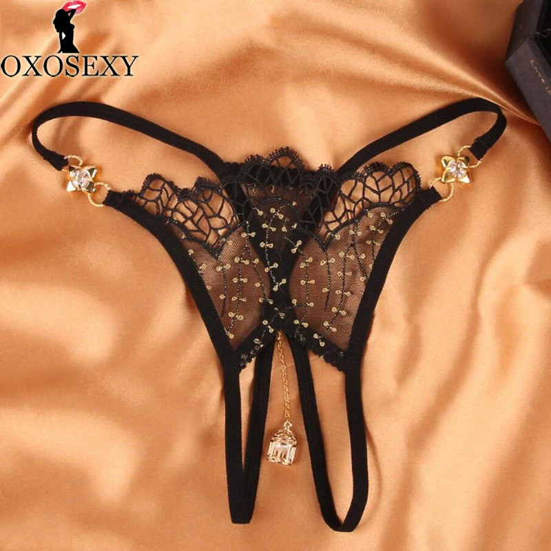 Нижнее белье с жемчугом черные женские трусики сексуальные стринги прозрачное