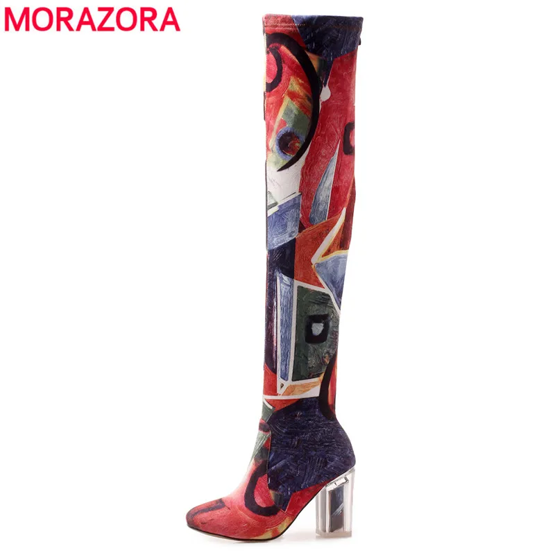 

MORAZORA 2021 New fashion high quality over the knee boots colorful high heels autumn winter thigh high boots sexy shoes