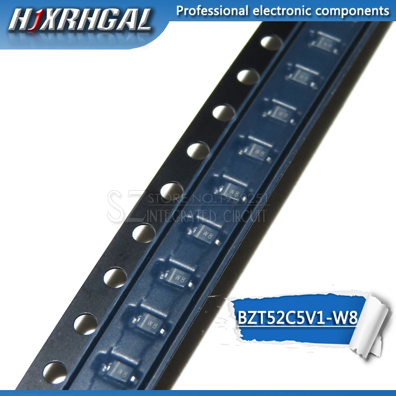 100 шт. SOD-123 зенеровский диод BZT52C8V2 BZT52C7V5 BZT52C6V8 BZT52C6V2 BZT52C5V6 BZT52C5V1 BZT52C4V3 BZT52C3V9 BZT52C3V6 hjxrhgal - Цвет: BZT52C5V1-W8