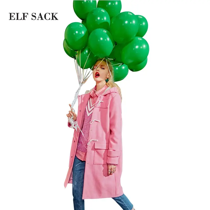 ELFSACK женские зимние шерстяные пальто консервативный стиль женская Смешанная