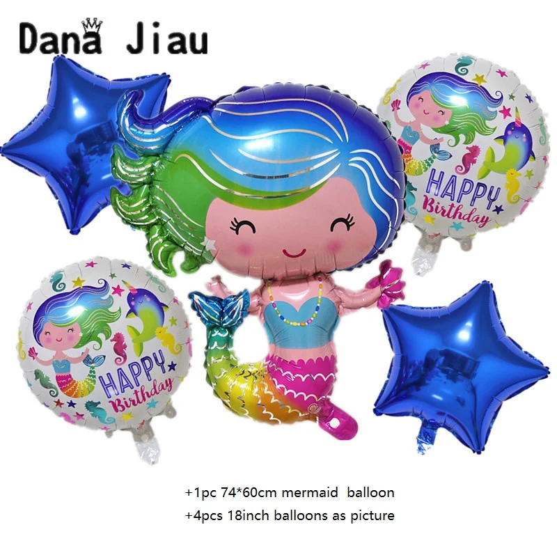 Девушка С Днем Рождения Вечеринка Русалка тема воздушные шары принцесса кукла