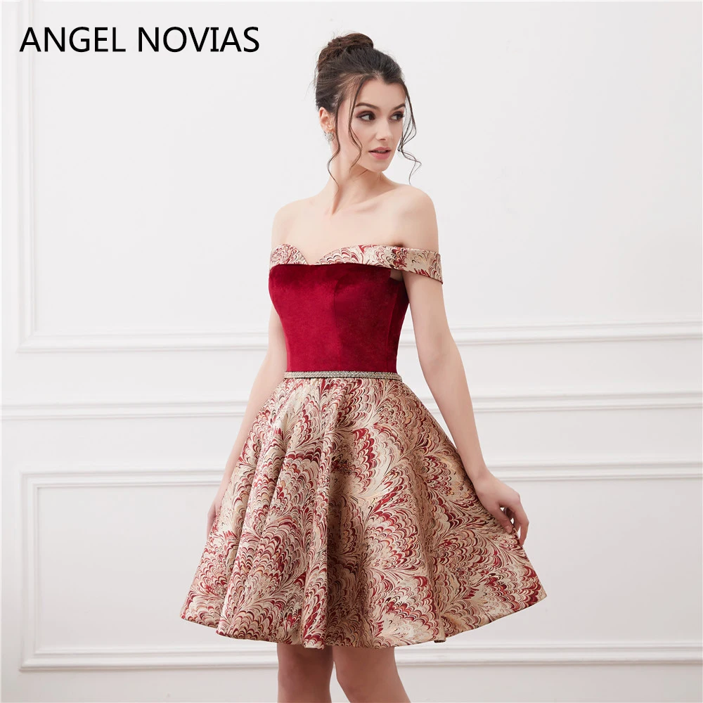 Angel Novias реальная фотография Сексуальная бордовое короткое коктейльное платье Abiti