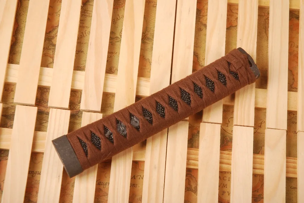 Изящная и классическая ручка Tsuka для японского меча Wakizashi коричневый шелк Ito