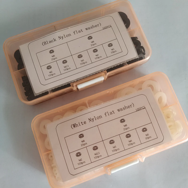 500 шт./кор. DIN125 iso7089 M2 M2.5 M3 M4 M5 M6 M8 черный/белый Пластик нейлоновая шайба покрытием плоская прокладка уплотнения шайба прокладка Наборы