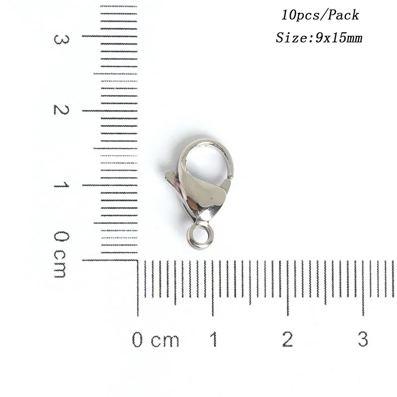 9x15mm Выберите размер 5 застежек из нержавеющей стали с омаром для изготовления ювелирных изделий ожерелье браслет DIY ювелирных изделий 10 шт - Цвет: 9x15mm
