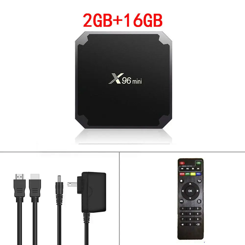 2G16G X96 Мини Android tv BOX 2G/16G Amlogic S905W 1G/8G четырехъядерный 2,4G WiFi X96mini смарт-приставка Android 7,1 4K медиаплеер - Цвет: 2G16G