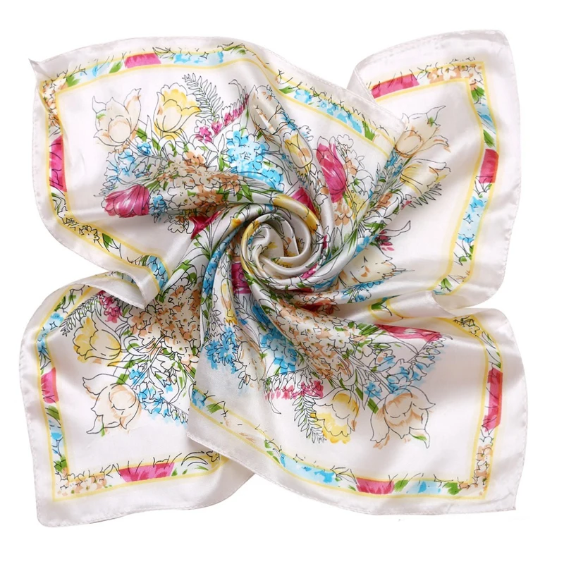 2019 100% Шелковый квадратный женский шарф с цветочным принтом роскошный бренд