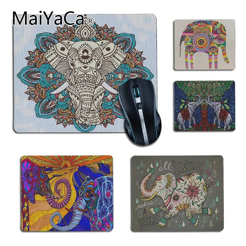Красивое аниме MaiYaCa Слон Цветок искусство черный арт силиконовый коврик для мыши