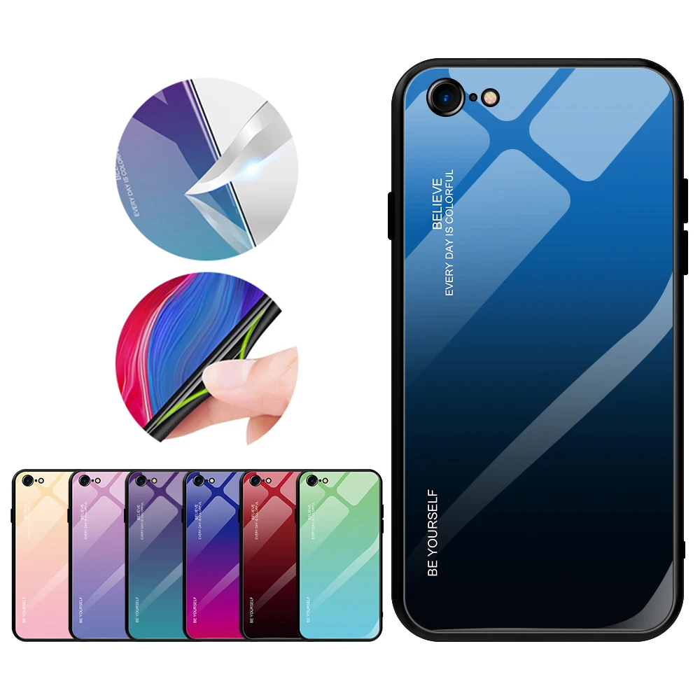 Защитный чехол для мобильного телефона с градиентным закаленным стеклом ihone6 6s +