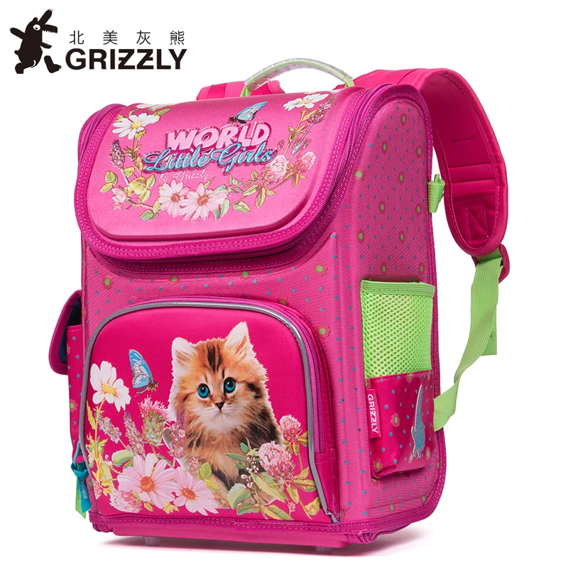 Гризли Кот Школьные ранцы Дети Ортопедические школьные Рюкзаки для детей