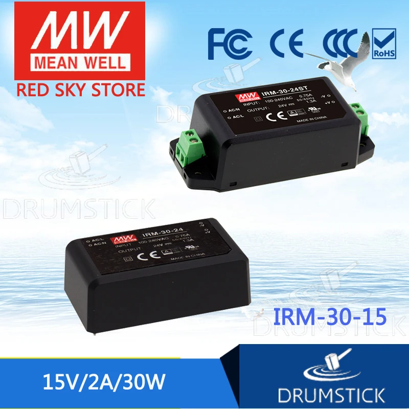 Бренд MEAN WELL представляет IRM 30 15 15V 2A meanwell напряжением Вт Монтаж на печатной плате