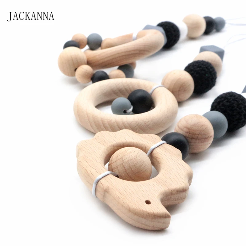 Детский Прорезыватель для зубов сенсорная игрушка деревянные погремушки