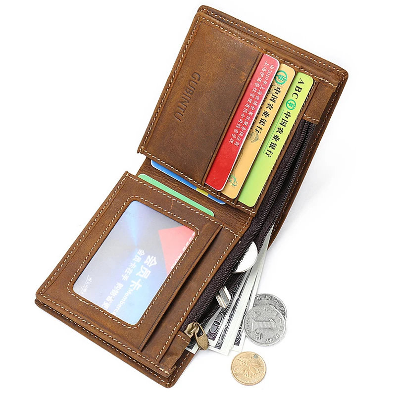 Классические мужские кошельки из натуральной воловьей кожи Crazy Horse деловой