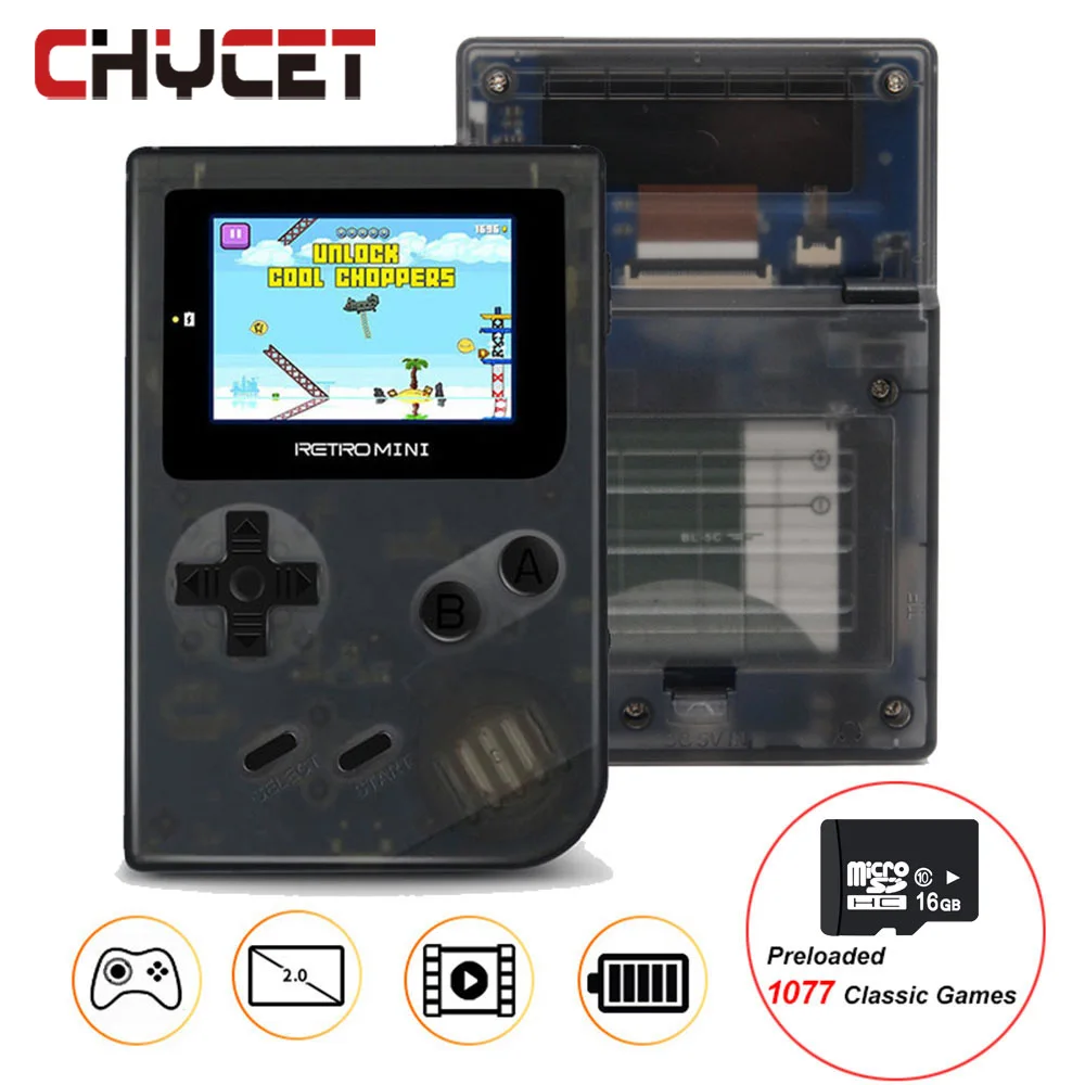 Мини Портативная портативная игровая консоль встроенный 40 игр с 1077 sd-картами для