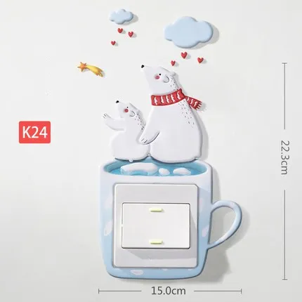 K24 Nordic INS self-клеящийся переключатель защитный чехол гостиная 3D трехмерной простой современный мягкий светящийся в темноте украшение для розетки - Цвет: K24