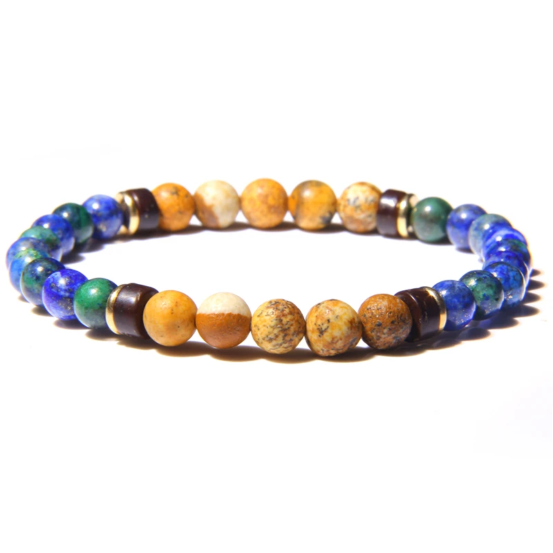 Мужской браслет 6 мм бусины из натурального камня для мужчин и женщин аксессуар