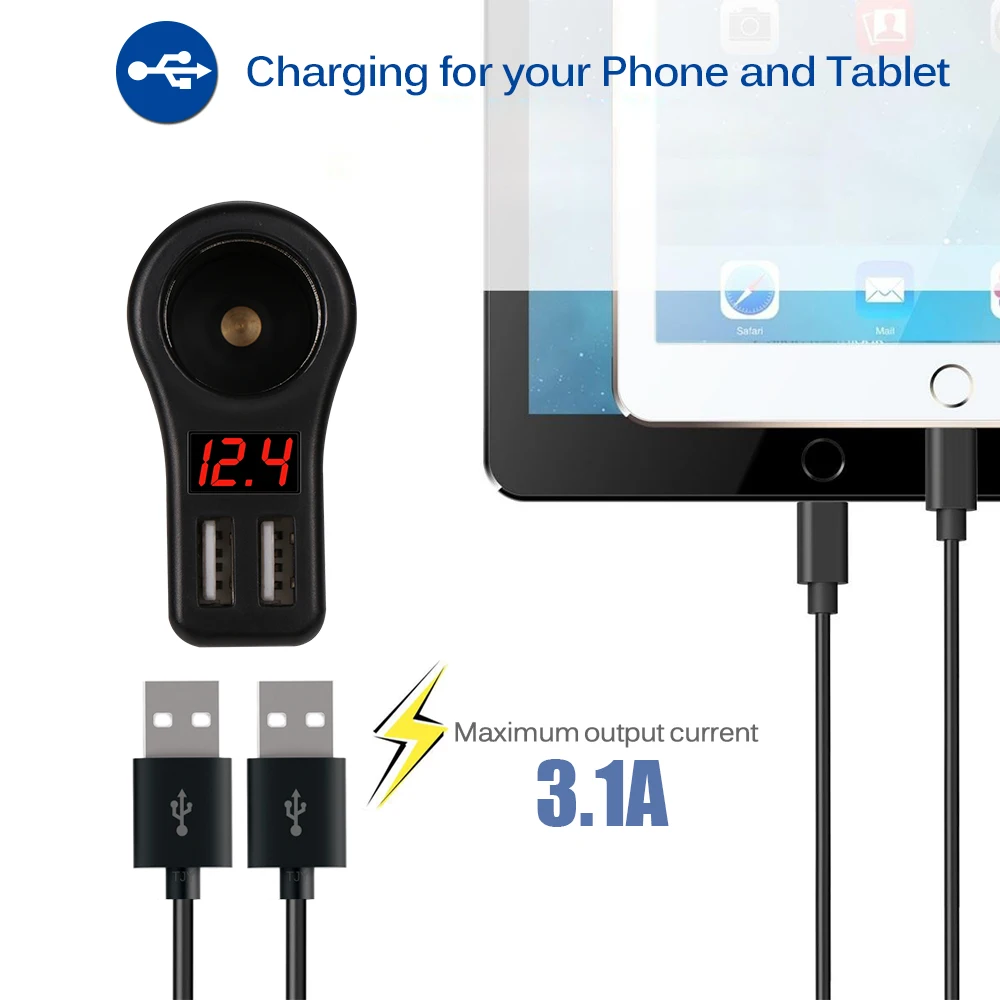 Powstro Быстрая зарядка 5 в 3.1A 2 Порты зарядных порта USB для автомобиля Зарядное
