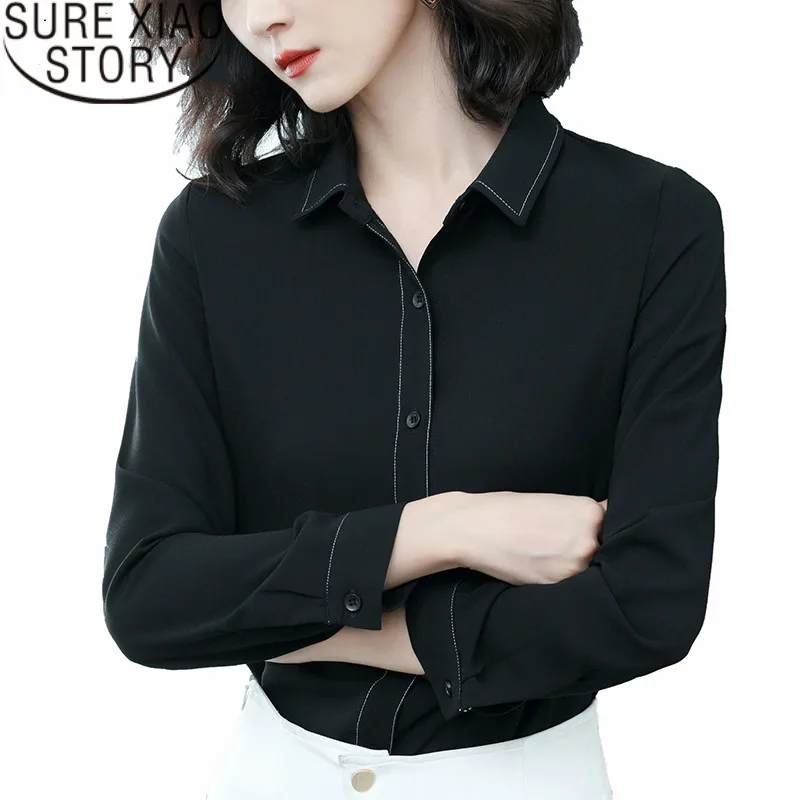 

Blusas Mujer De Moda 2021 Shirts Womens Tops Blouses Spliced Solid Women Long Sleeve Shirt Turndown Collar Plus Size 2060 50