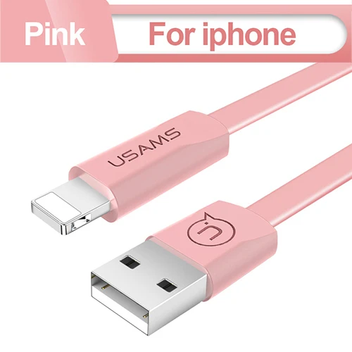 USAMS USB кабель для iPhone type C Microusb зарядное устройство для передачи данных Зарядка Micro USB кабель для Android кабели для мобильных телефонов шнур - Цвет: Pink for iPhone