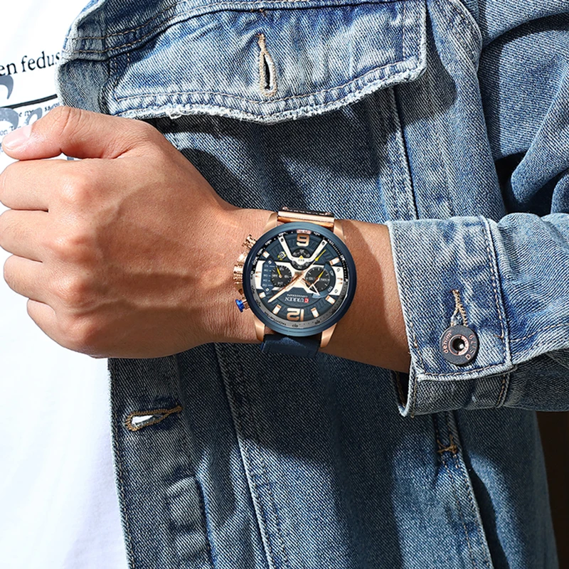 Часы Curren Мужские кварцевые с большим циферблатом в стиле милитари|Кварцевые