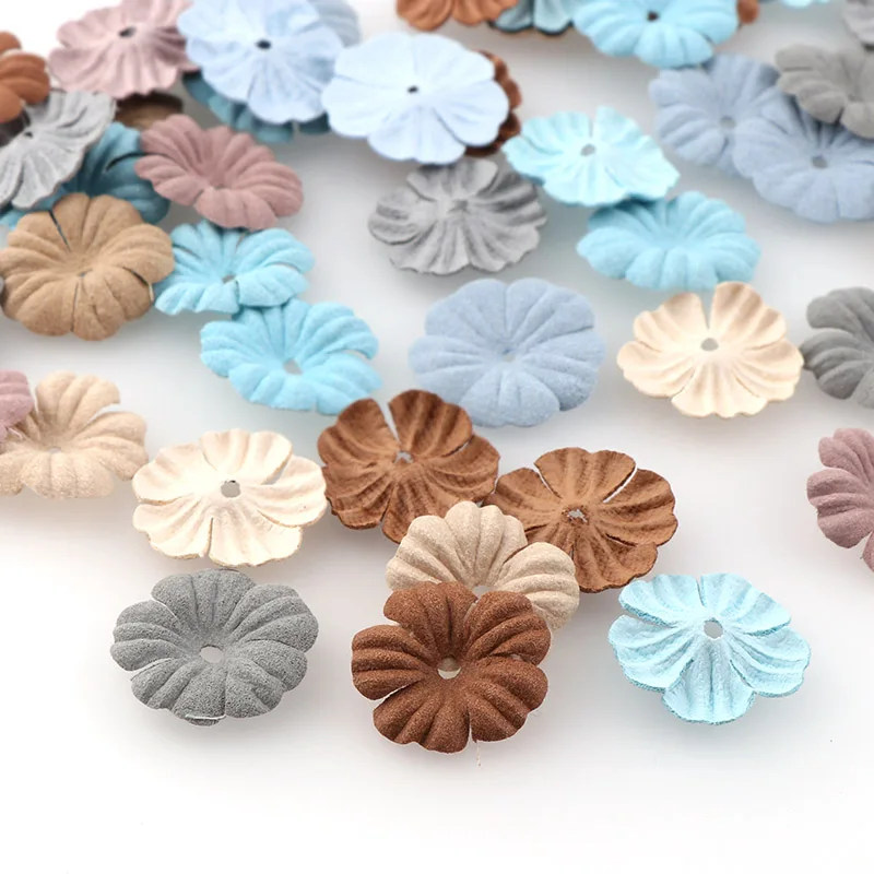 

30pc Small Exquisite Leather Flowers Handmade Artificial Flower Head Wedding Decoration DIY Wreath ScrapbookingCraft Fake Flower
