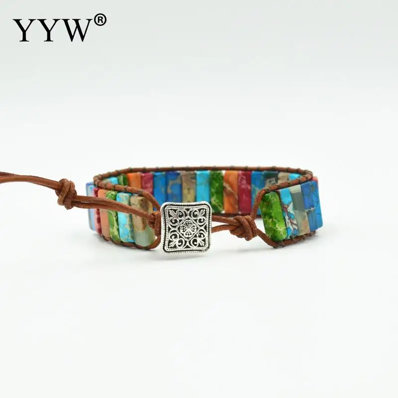 Chakra Bracelet Jewelry Handmade Multi Color Natural Stone Bracelets Creative Gifts Tube Beads Leather Wrap Couples | Украшения и