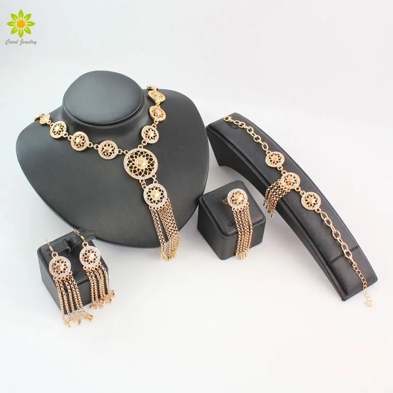 Комплекты ювелирных украшений для женщин золотистый цвет Африканский костюм