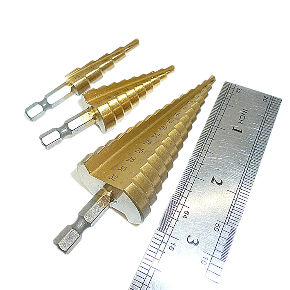 Набор ступенчатых Сверл из быстрорежущей стали 3 шт. промышленный расширитель