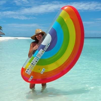180cm giant rainbow inflatable pool float women swimming ring beach water toys for adult fruit floatie air mattress lounger boia