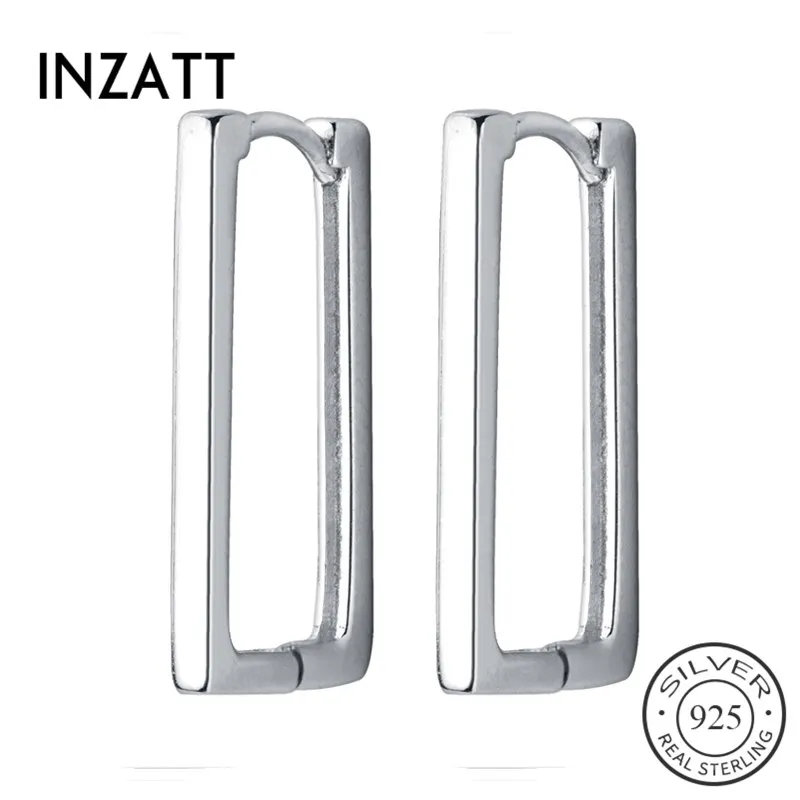 Серьги-кольца INZATT из настоящего серебра 925 пробы женские в минималистическом