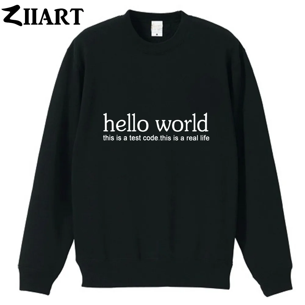 Мужская хлопковая флисовая толстовка geek hello world это тестовый код реальная одежда