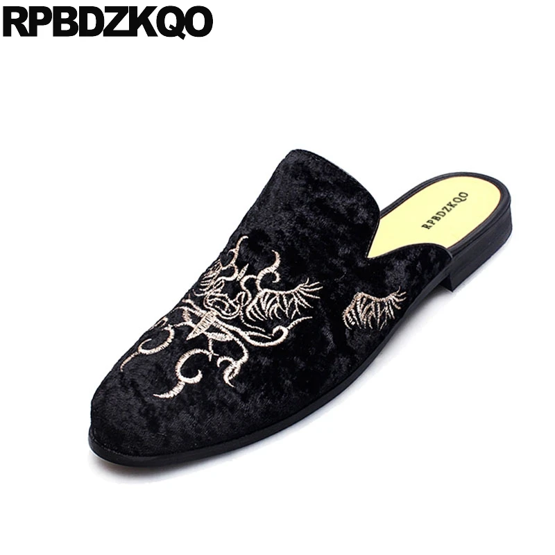 Slip On Embroidery Fashion Animal Print Rubber Sole Comfort Velvet Casual Shoes Men Designer 2021 Black Mules Stylish Flats | Обувь