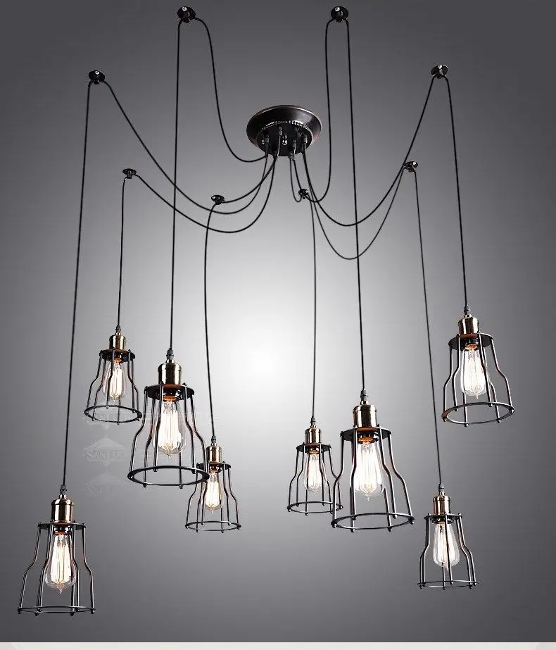 8 светильников s винтажный подвесной светильник в стиле лофт индастриал паук для
