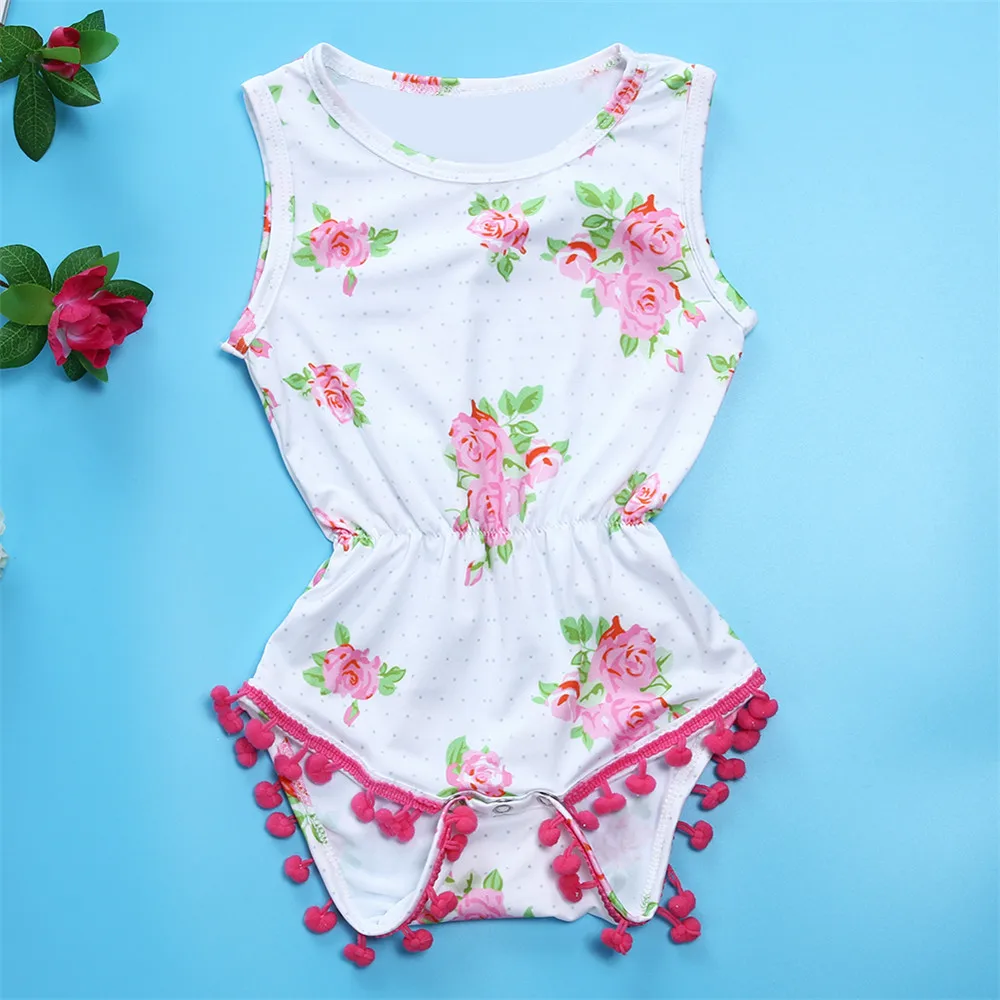 Комбинезоны для маленьких девочек Летний комбинезон новорожденных с цветочным