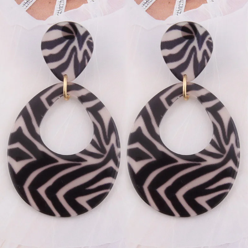 Женские серьги-капельки NeeFu WoFu крупные серьги из полимера с принтом большие для