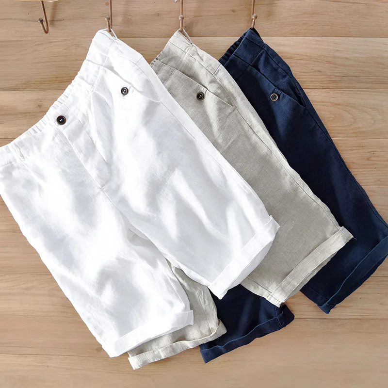 

2019 Summer New Linen Cotton Shorts Men