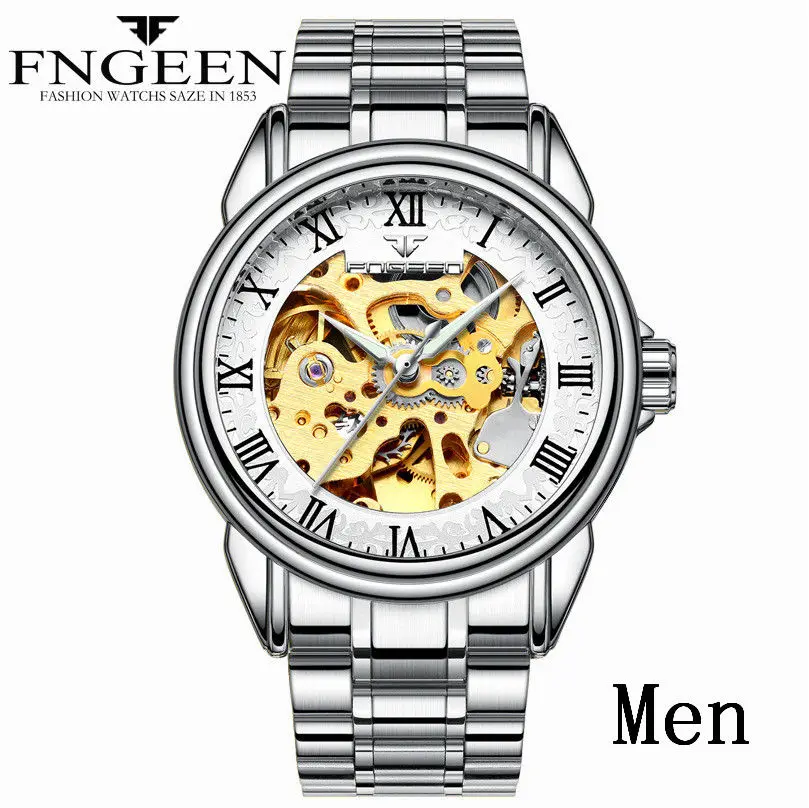 steel silver white Женские часы, автоматические механические часы, женские Tourbillon часы, Reloj Mujer, часы со скелетом, Лидирующий бренд, наручные часы, Relogio Feminino - Цвет: steel silver white