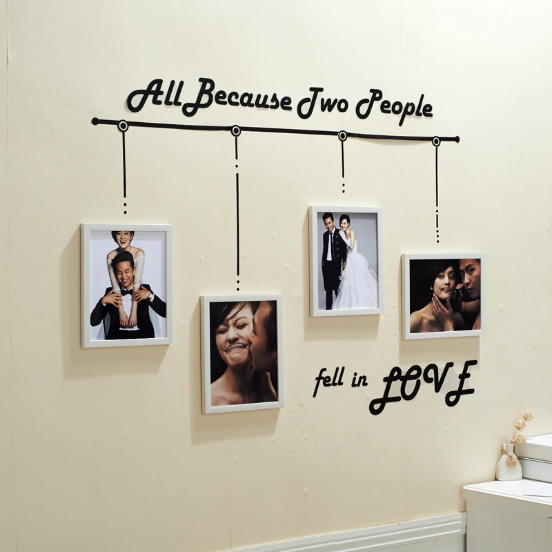 4 шт. прямоугольные Семейные фоторамки черные свадебные настенные наклейки рамка