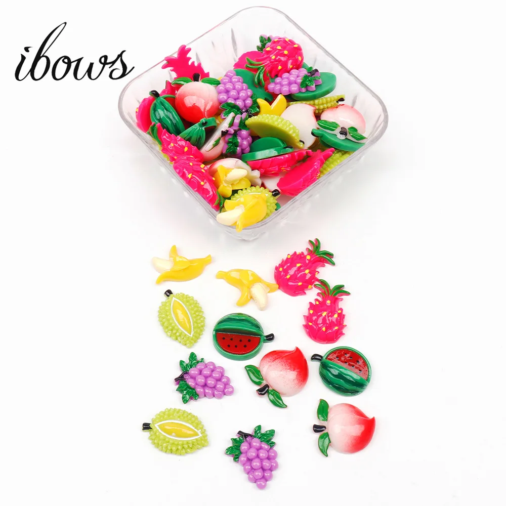 

IBOWS Flat Back Fruits Resin Cute Watermelon planar Resins DIY Jewelry Hair Bows Clips Accessories Resin Cabochons Decoration