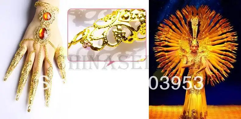 belly dance bracelet costume jewelry Indian dance bangle avalokitesvara nail sets false nail cover hand ring props